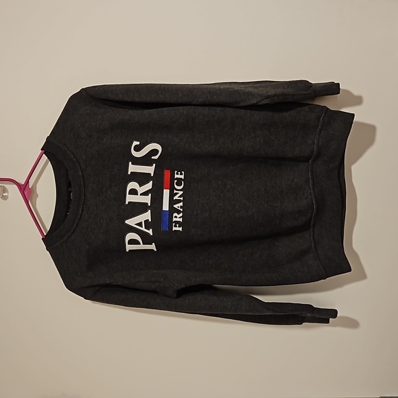 Paris France commemorative souvenir gray sweatshirt white lettering small - Picture 1 of 6